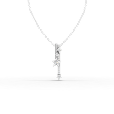 Modern Lab Grown Diamond Vertical Bar Star Jewelry Set with Drop Earrings and Pendant Necklace