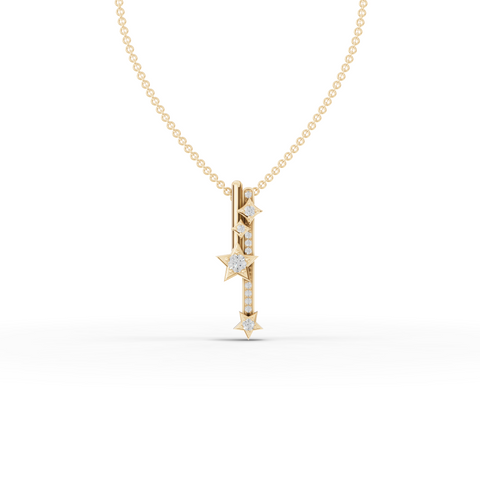 Modern Lab Grown Diamond Vertical Bar Star Jewelry Set with Drop Earrings and Pendant Necklace