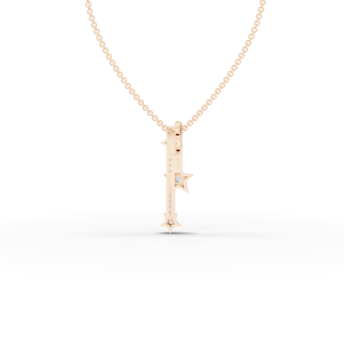 Modern Lab Grown Diamond Vertical Bar Star Pendant Necklace with Pavé Detail