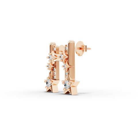 0.41 Ct Celestial Star Lab Diamond Bar Drop Earrings