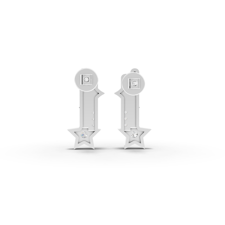 0.41 Ct Round Star Bar Diamond Drop Earrinngs