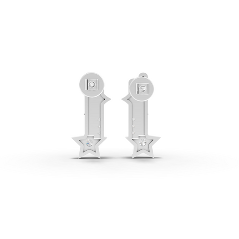 Modern Lab Grown Diamond Vertical Bar Star Jewelry Set with Drop Earrings and Pendant Necklace