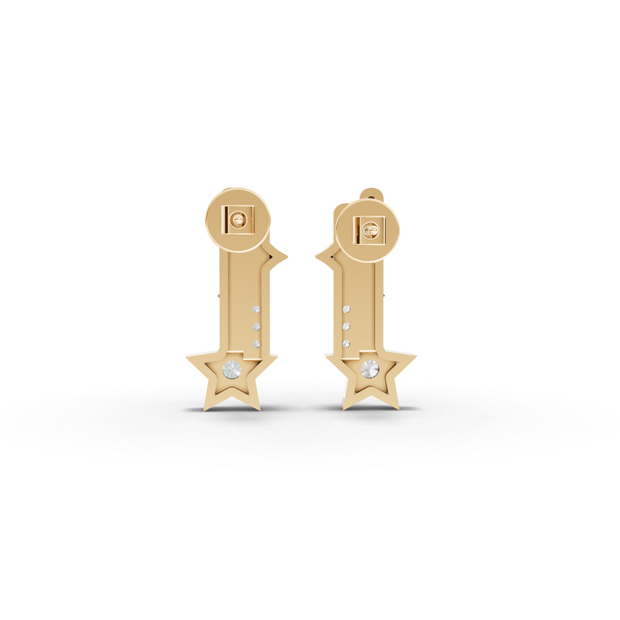 0.41 Ct Round Star Bar Diamond Drop Earrinngs