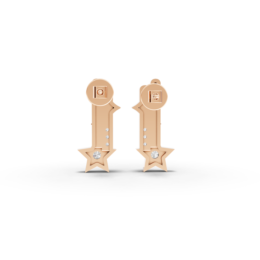 0.41 Ct Round Star Bar Diamond Drop Earrinngs