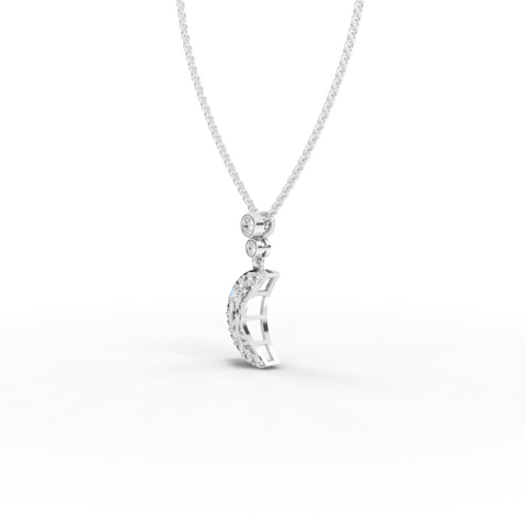 Celestial Lab Grown Diamond Crescent Moon Pendant Necklace with Pavé Accents