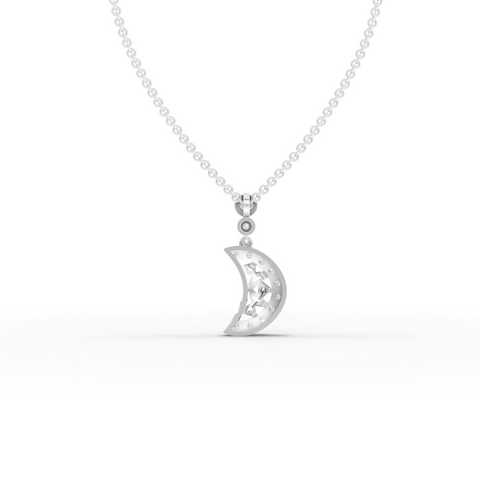 Modern Celestial Lab Grown Diamond Crescent Moon Jewelry Set with Pavé Drop Earrings & Pendant Necklace