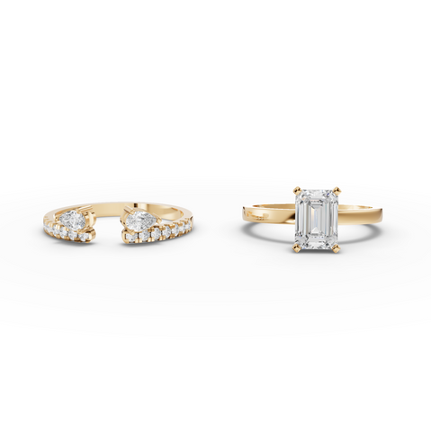 1.36 Ct Emerald Lab Diamond Bridal Set with Accent Band 1.00 Ct