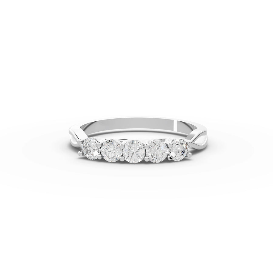 0.50 ct five stone lab diamond minimalist ring with five round diamonds in a refined band setting