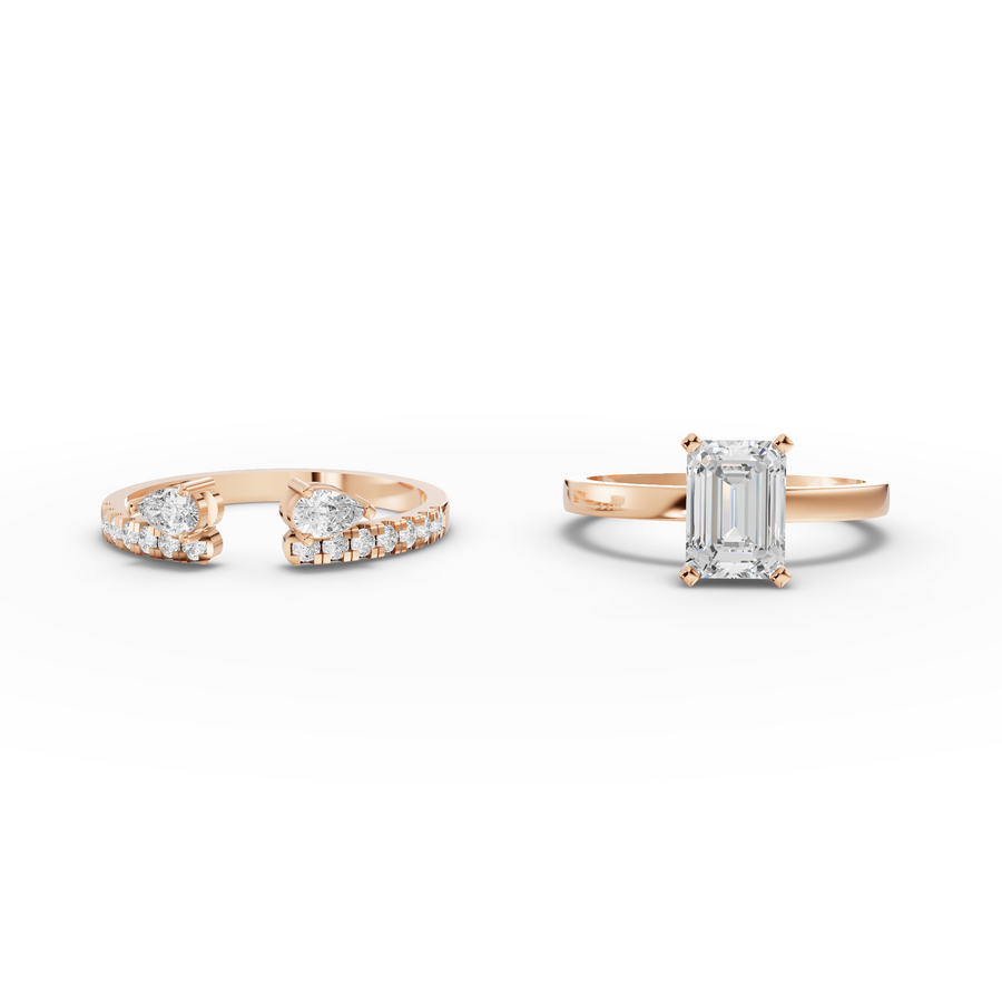 1.36 Ct Emerald Lab Diamond Bridal Set with Accent Band 1.00 Ct