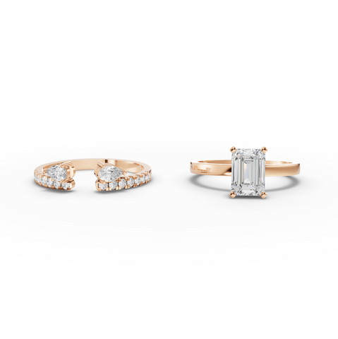 1.36 Ct Emerald Lab Diamond Bridal Set with Accent Band 1.00 Ct