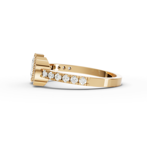 Marquise-Cut Lab-Grown Diamond Bezel-Set Bypass Ring with Pavé Band