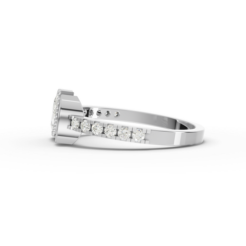 Marquise-Cut Lab-Grown Diamond Bezel-Set Bypass Ring with Pavé Band