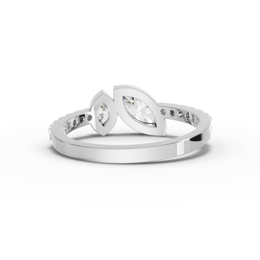 0.72 Ct Marquise Two-Stone Bezel Pavé Ring