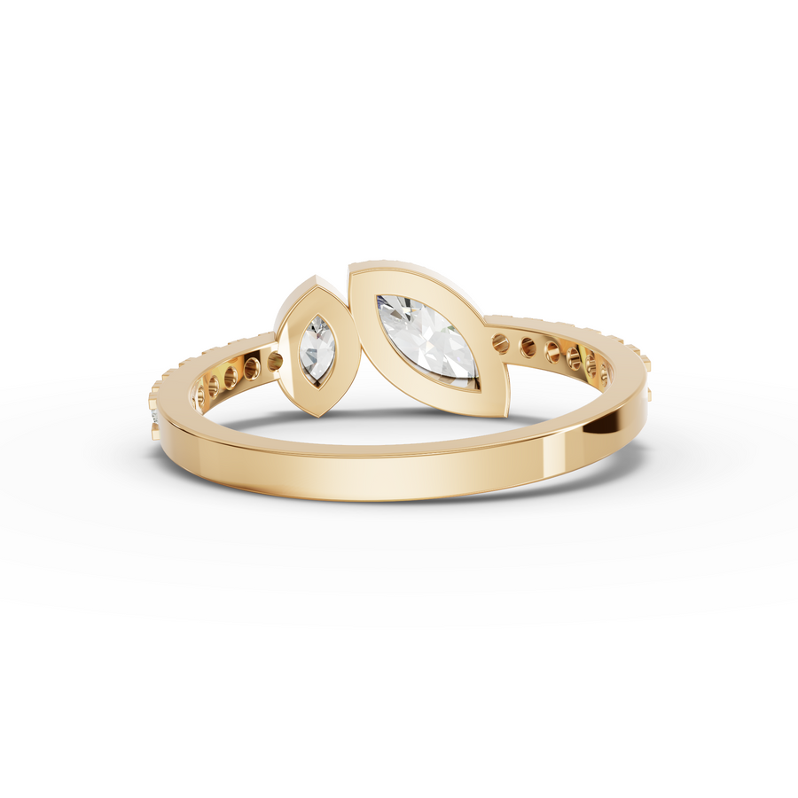 0.72 Ct Marquise Two-Stone Bezel Pavé Ring