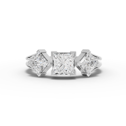 Princess-Cut Lab-Grown Diamond Three-Stone Ring