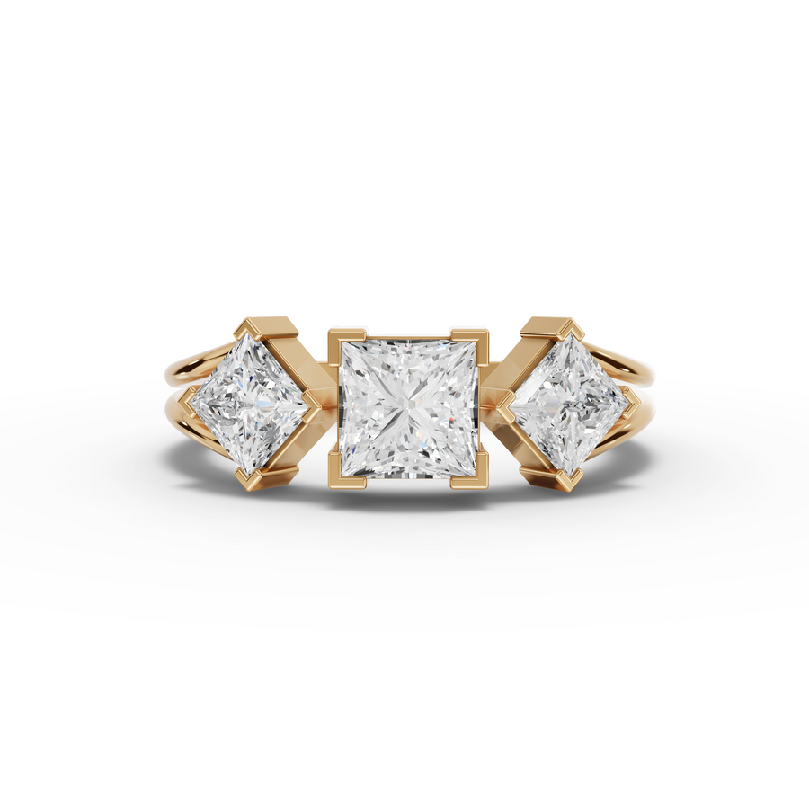 1.58 Ct Princess three Stone Ring