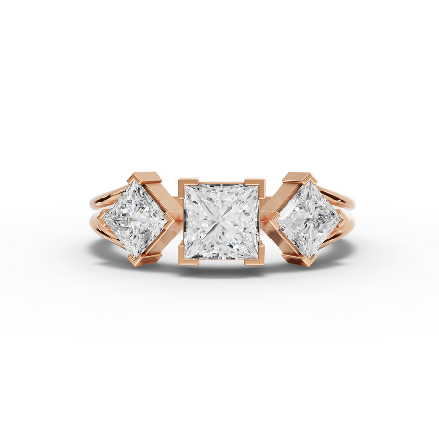 7.93 Ct Princess Three Stone Diamond Set