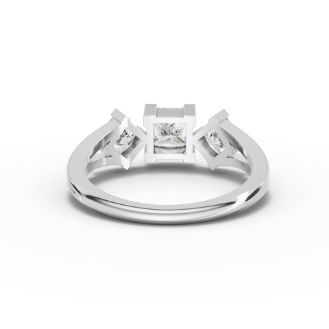 Princess-Cut Lab-Grown Diamond Geometric Jewelry Set: Drop Necklace, Earrings & Three-Stone Ring