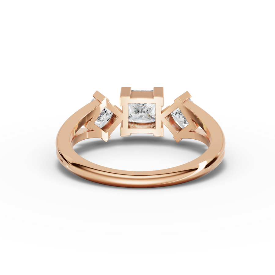 1.58 Ct Princess three Stone Ring