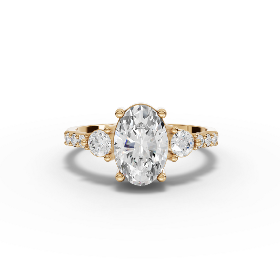 1.78 Ct Oval Three-Stone Pavé Lab Ring