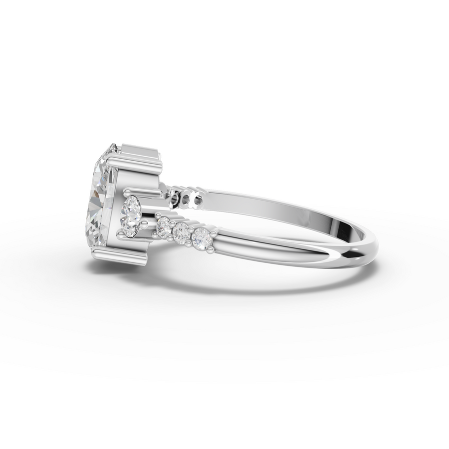 1.78 Ct Oval Three-Stone Pavé Lab Ring
