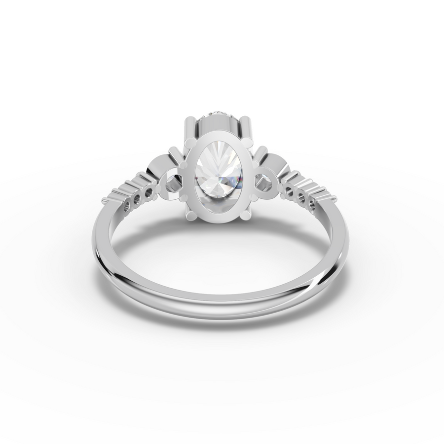 1.78 Ct Oval Three-Stone Pavé Lab Ring
