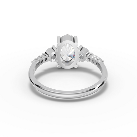 Oval Lab-Grown Diamond Graduated Jewelry Set: Drop Necklace, Earrings & Pavé Three-Stone Ring