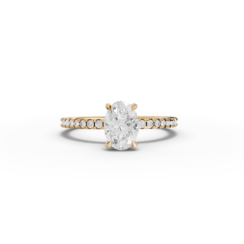 0.98 CT Oval Hidden Halo Pavé Ring