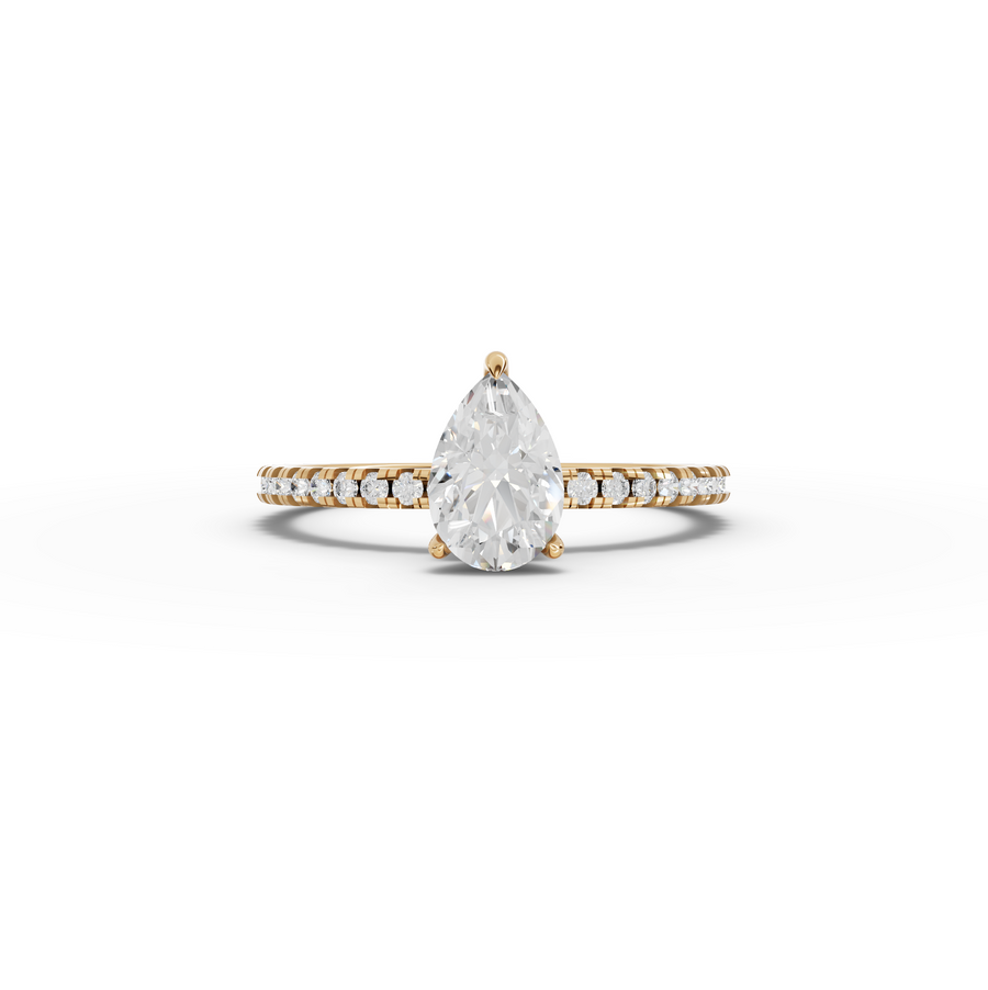 0.98 Ct Pear Hidden Halo Pavé Ring