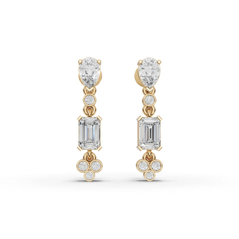 5.56 Ct Pear & Emerald Lab Diamond Jewelry Set with Pendant, Earrings & Cluster Ring