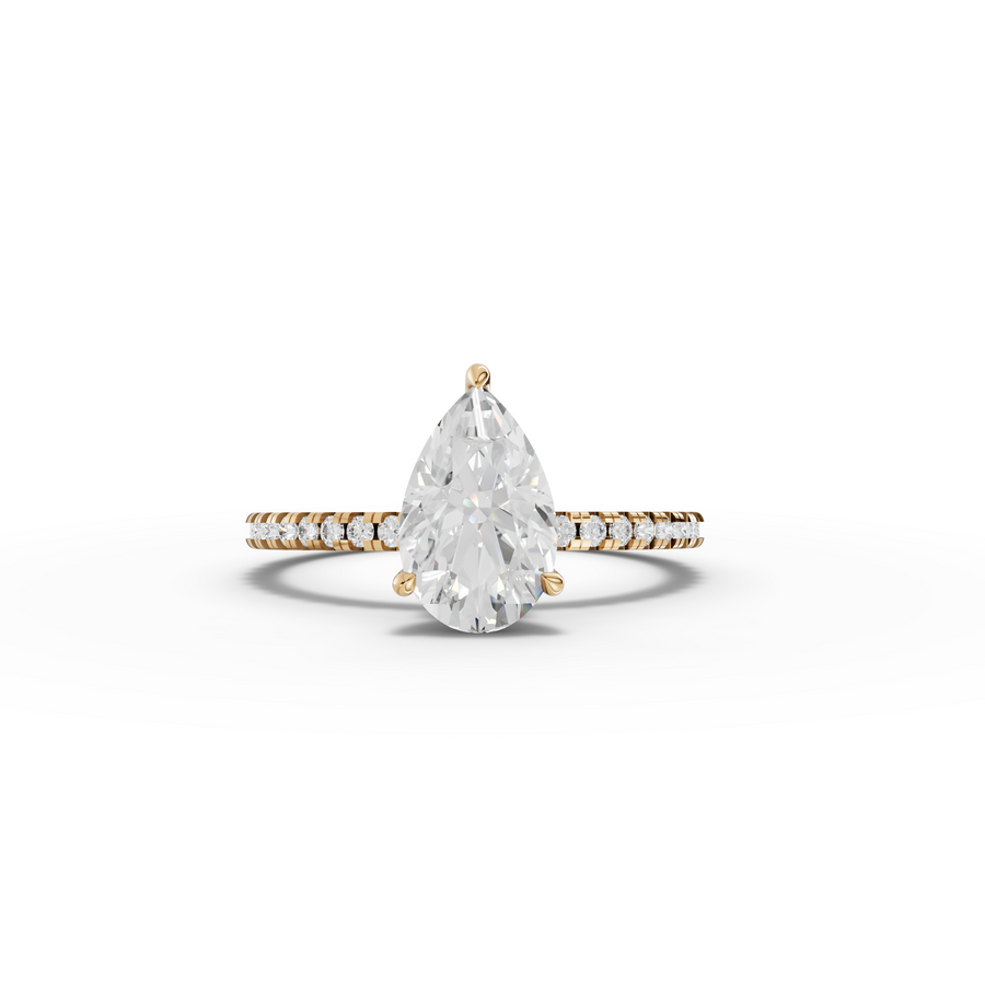 1.73 Ct Pear Hidden Halo Pavé Ring