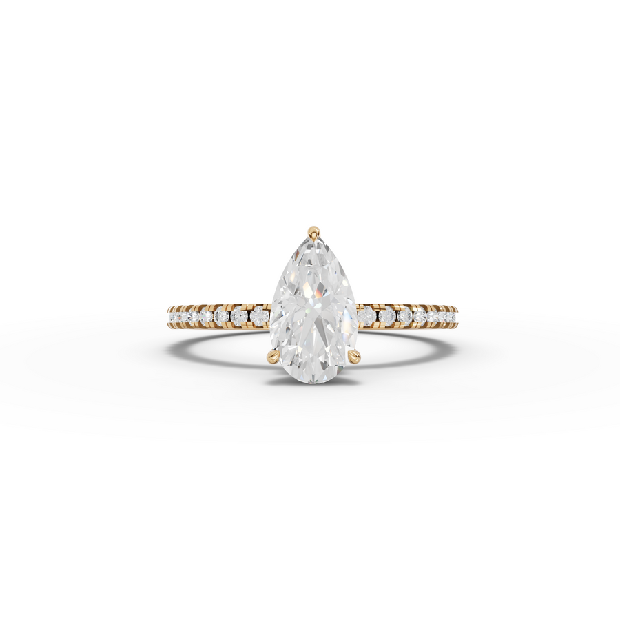 1.23 Ct Pear Hidden Halo Pavé Ring
