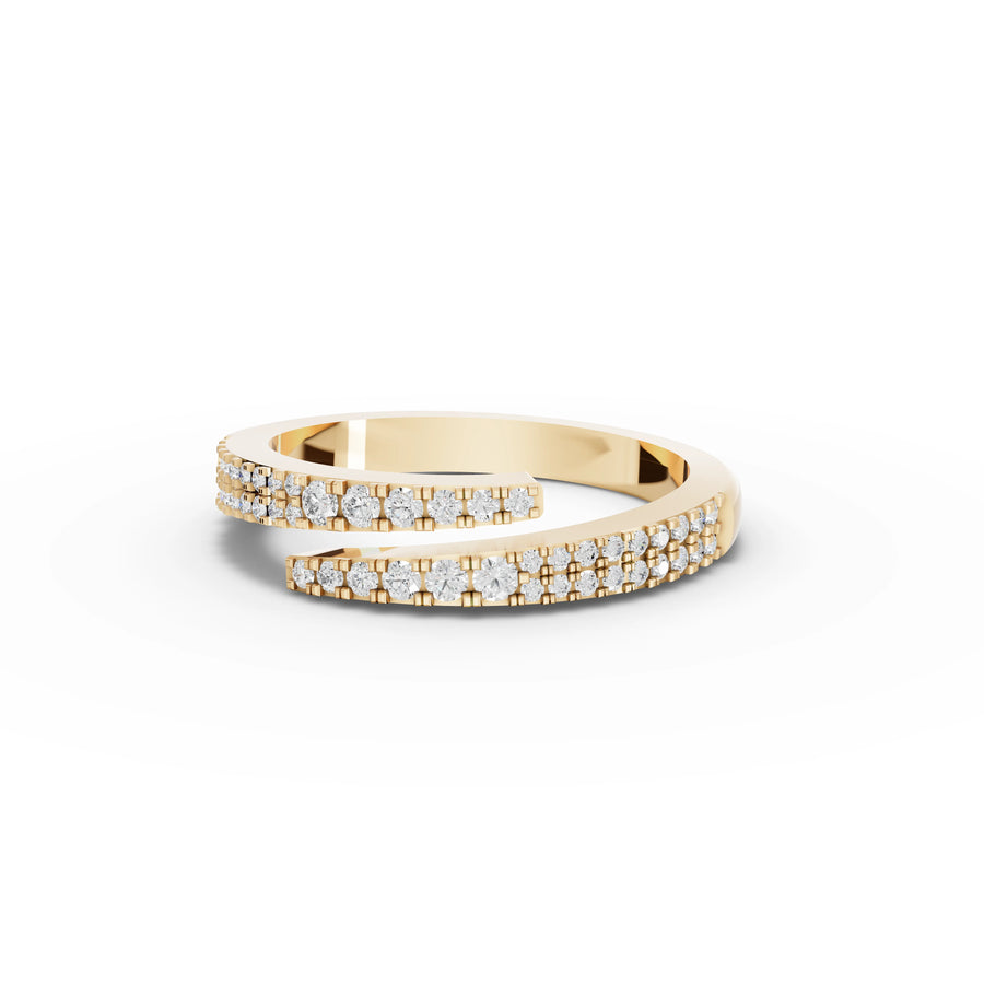 0.30 CT bezel set lab-grown diamond band yellow gold top view