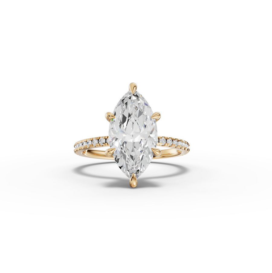 2.73 Ct Marquise Hidden Halo Accent Lab Diamond Ring
