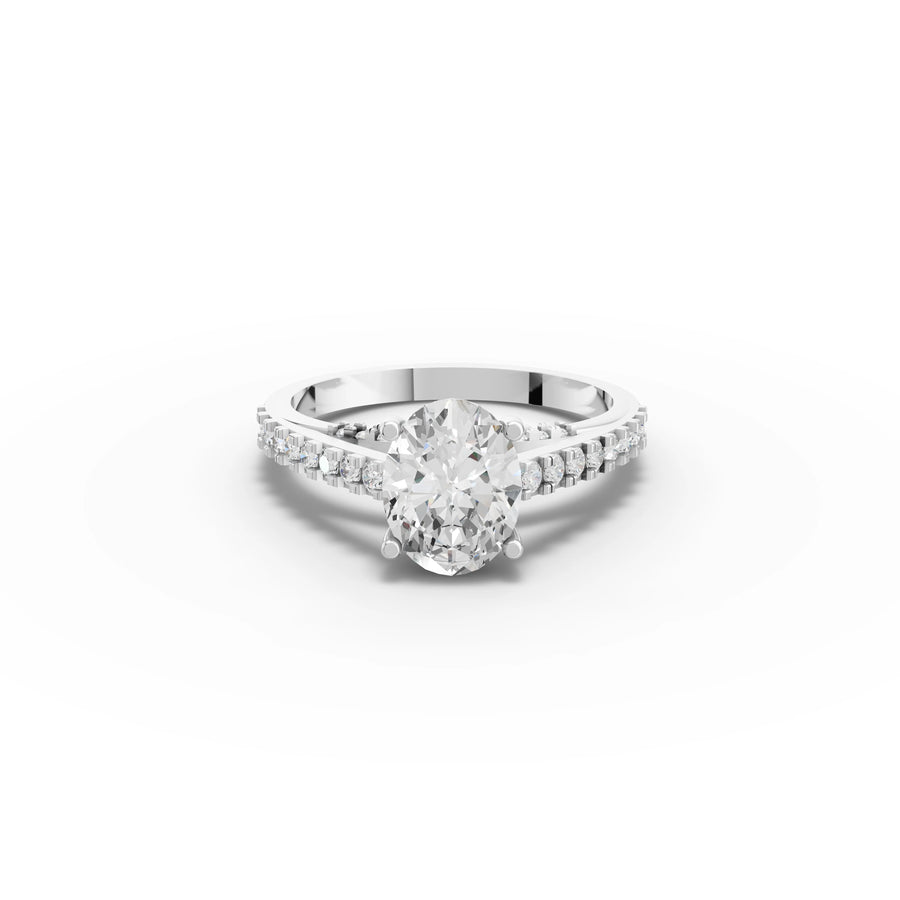 1.93 ct oval lab diamond ring with 1.5 ct center stone and split pavé band