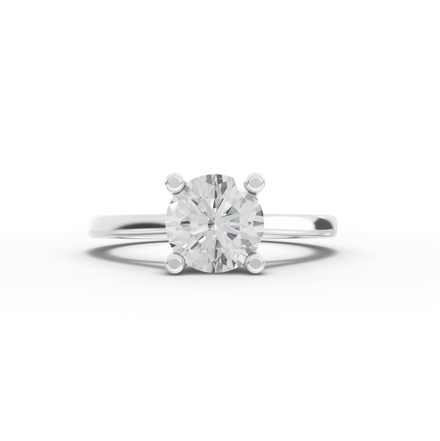 1.00 ct round solitaire lab diamond ring with a single center stone and classic engagement ring setting