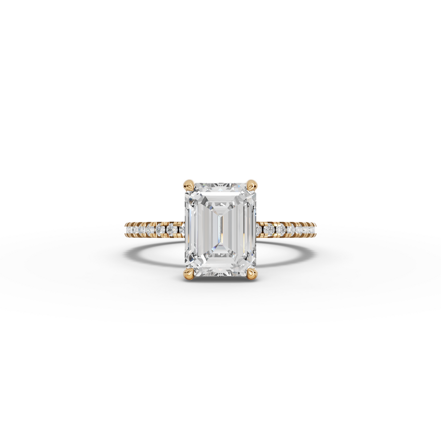 2.23 CT Emerald Hidden Halo Pavé Ring