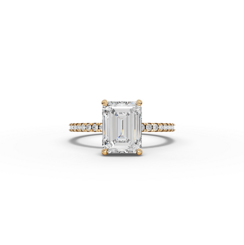 2.23 CT Emerald Hidden Halo Pavé Ring
