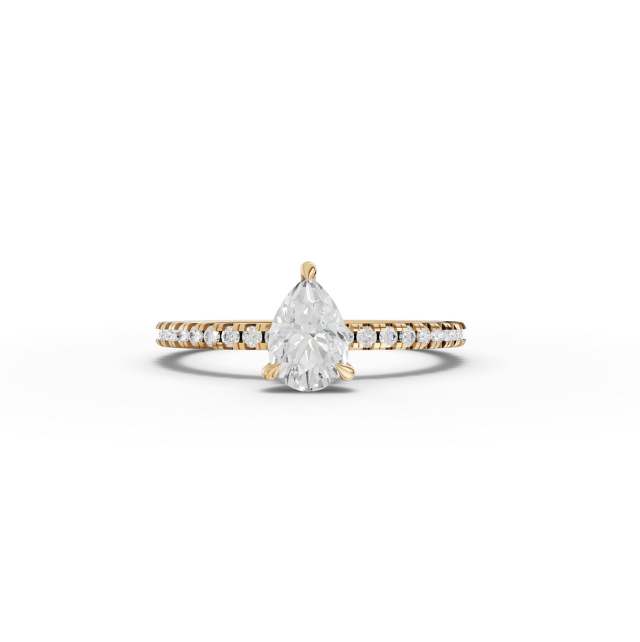0.72 Ct Pear Hidden Halo Pavé Ring