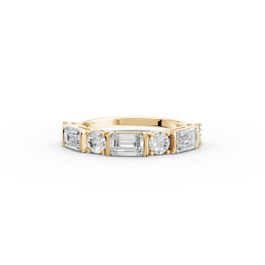 1.57 Ct Emerald Diamond Half Eternity Ring