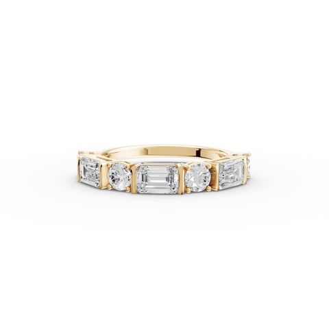 Emerald & Round Cut Lab Grown Diamond Alternating Band