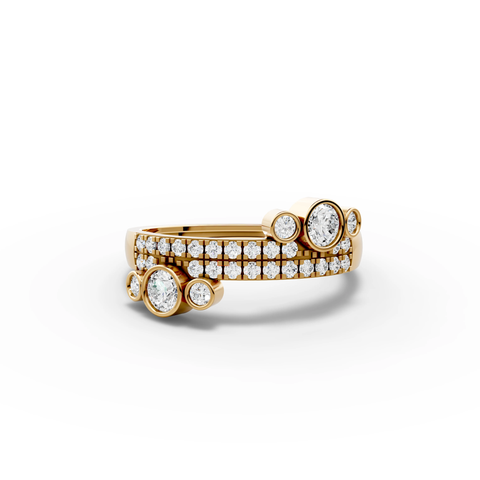 Lab-Grown Diamond Multi-Row Pavé Band Ring with Bezel Accents