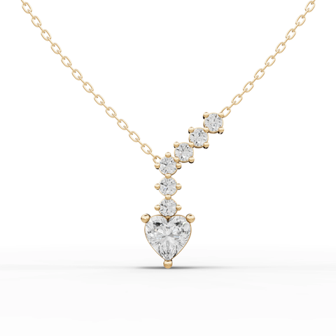 Heart-Cut Lab-Grown Diamond Graduated Drop Pendant Necklace
