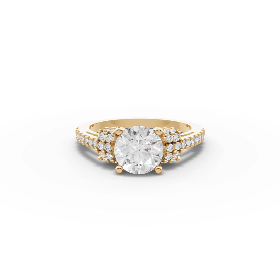 1.80 CT round lab-grown diamond ring yellow gold top view