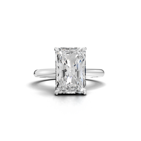 2.11 Ct Radiant Solitaire Lab Diamond Hidden Halo Ring 2.00 Ct Center