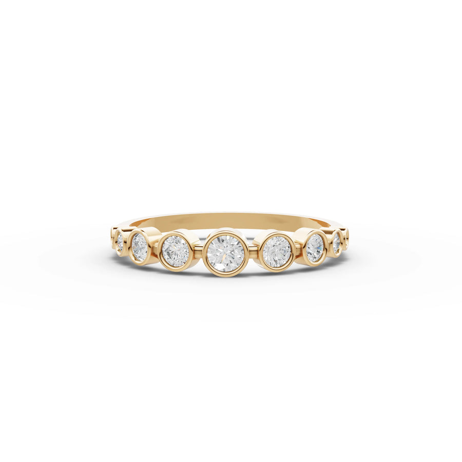 0.35 CT bezel set lab-grown diamond band yellow gold top view