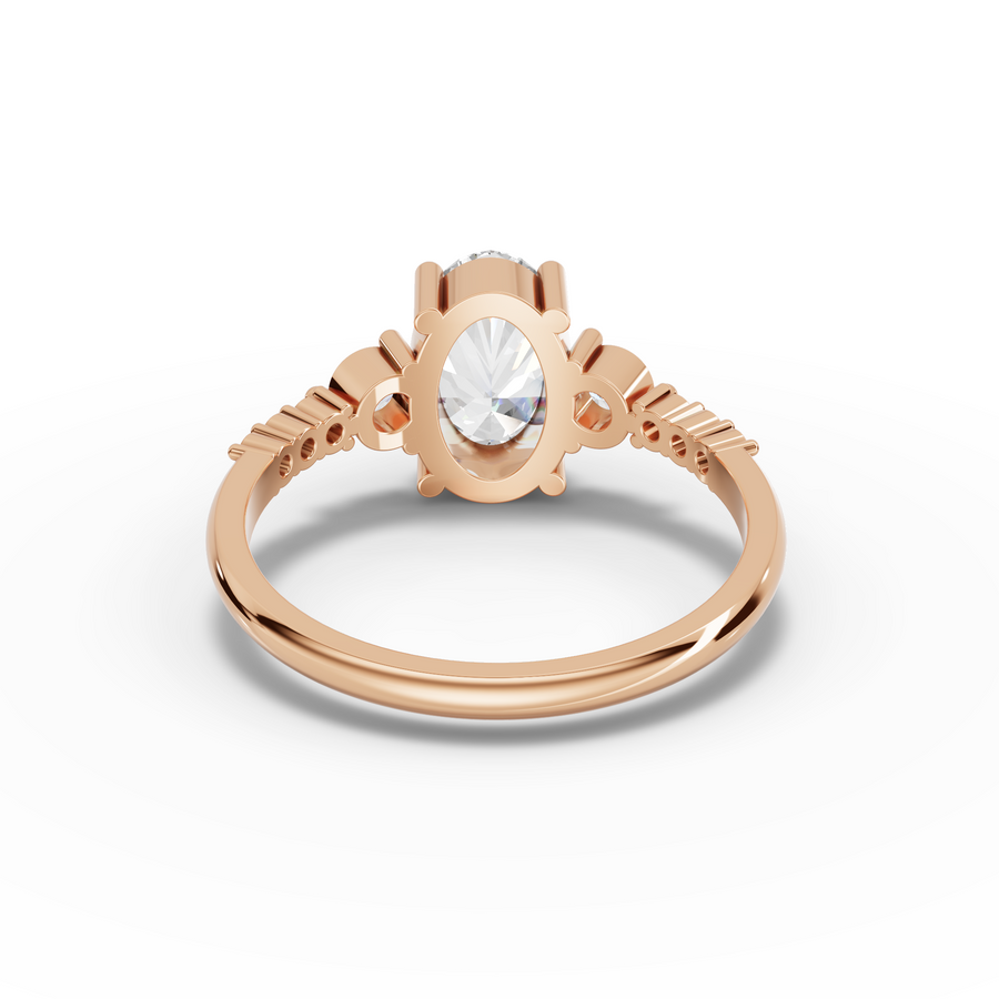 1.78 Ct Oval Three-Stone Pavé Lab Ring