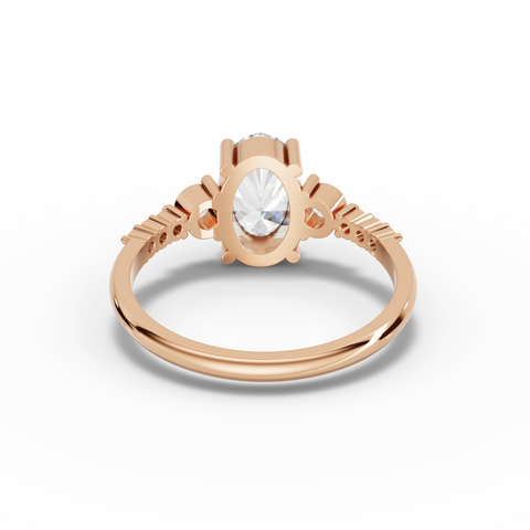 Oval Lab-Grown Diamond Graduated Jewelry Set: Drop Necklace, Earrings & Pavé Three-Stone Ring