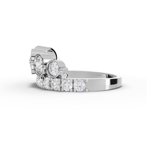 2.27 Ct Graduated Bezel Lab Diamond Ring with Pavé Band