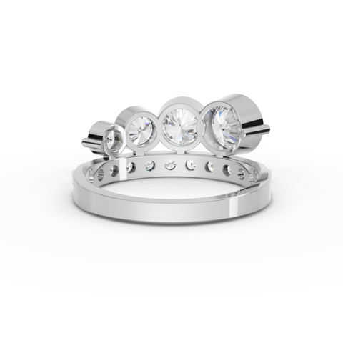 2.27 Ct Graduated Bezel Lab Diamond Ring with Pavé Band